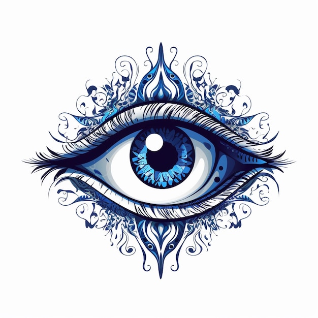 Zdjęcie ilustracja niebieskiego oka z kwiatowym wzorem wokół niego generatywny ai
