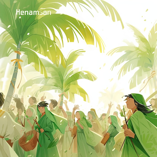 ilustracja Niedziela Palmowa w kolorze zielonym