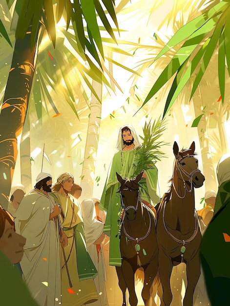 ilustracja Niedziela Palmowa w kolorze zielonym