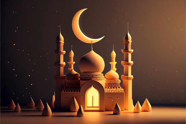 Ilustracja niesamowitego projektu architektury muzułmańskiego meczetu ramadanu