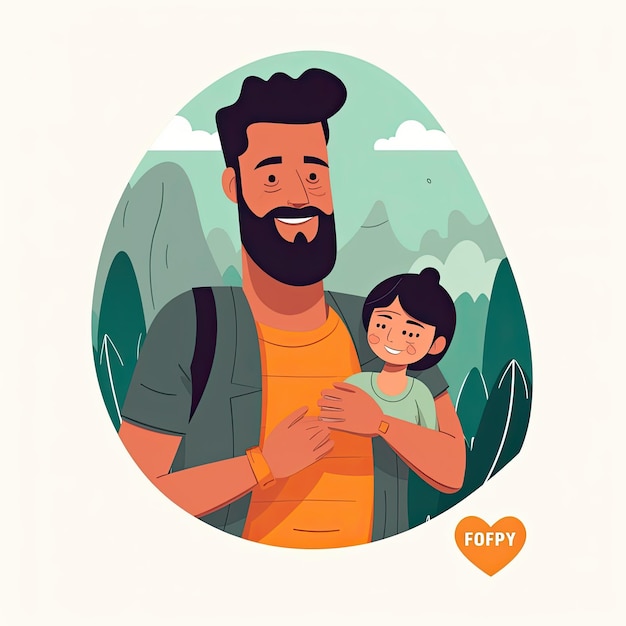 Ilustracja o ojcu i córce