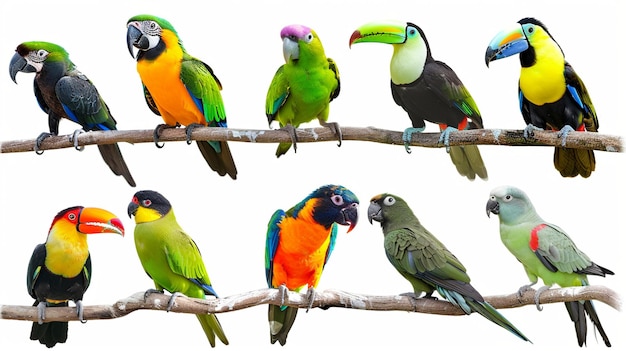 Ilustracja o różnych gatunkach ptaków