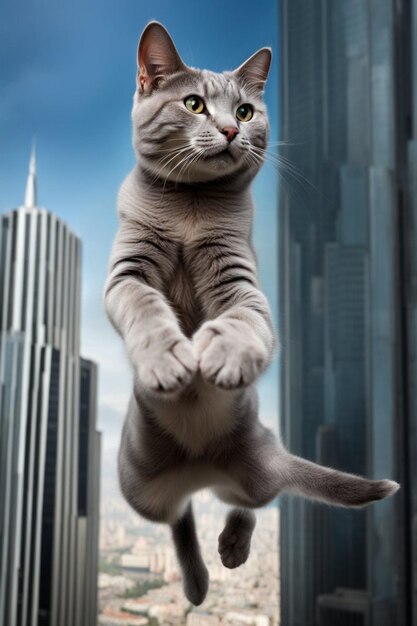 ilustracja odważny kot skaczący na zewnątrz