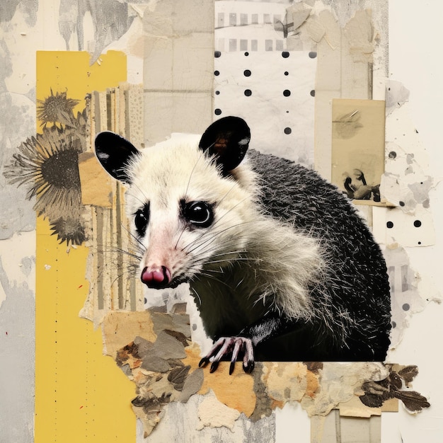 ilustracja opossum kolagium abstrakt
