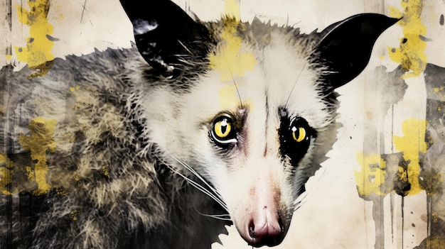 Zdjęcie ilustracja opossum kolagium abstrakt