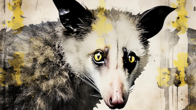 ilustracja opossum kolagium abstrakt