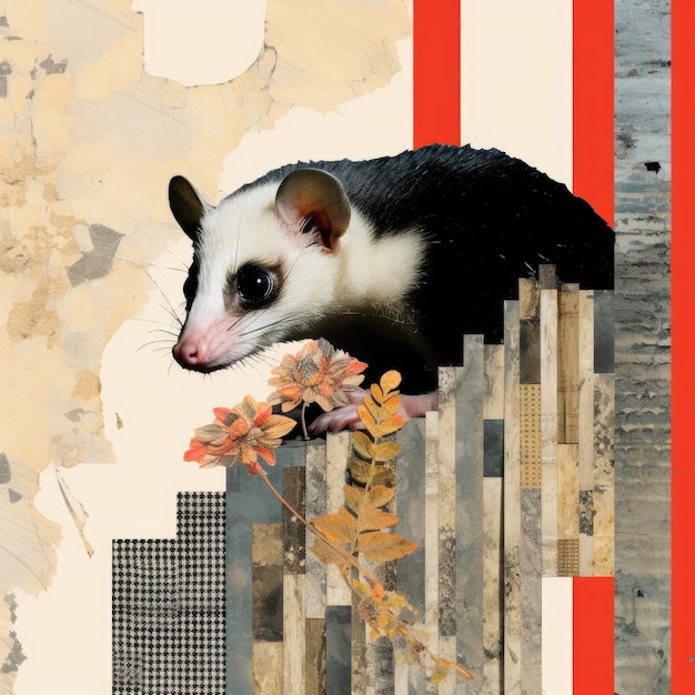 ilustracja opossum kolagium abstrakt