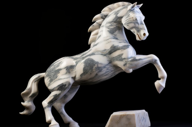 ilustracja organicznej odważnej rzeźby konia z marmuru