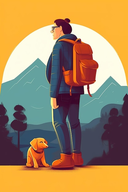 ilustracja osoby z psem