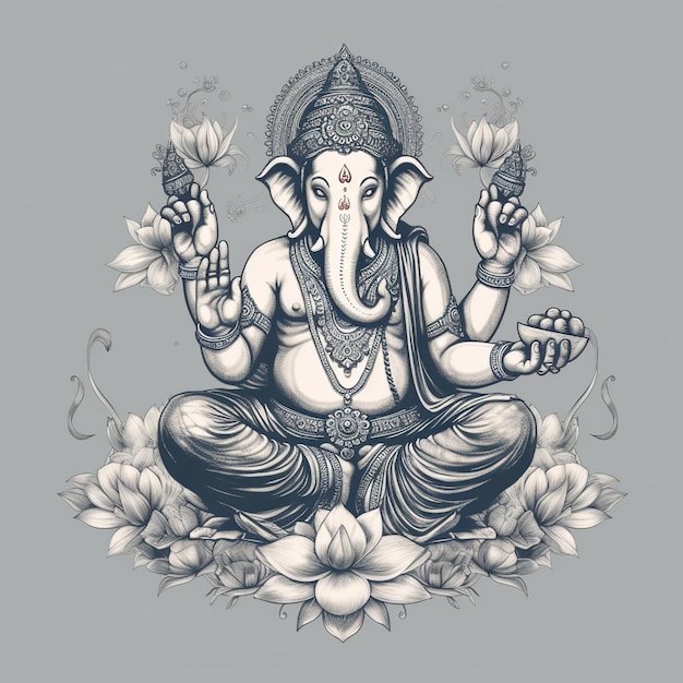 Ilustracja Pana Ganesha dla Ganesh Chaturthi z tłem Ai Generated