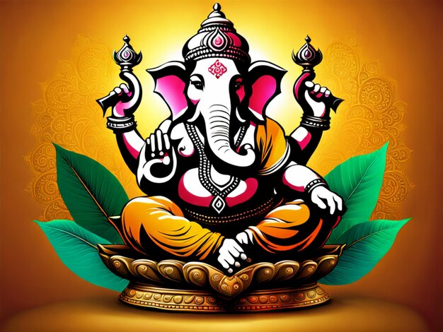 Ilustracja Pana Ganesha dla Ganesh Jayanti w hiperrealistycznym stylu