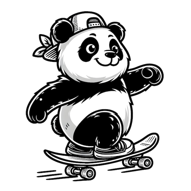 Ilustracja pandy wektorowej na deskorolce