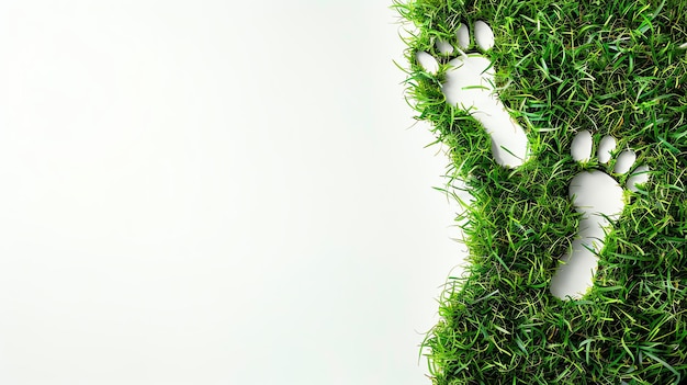 Zdjęcie ilustracja pary śladów wykonanych z trawy ślady stóp są na białym tle