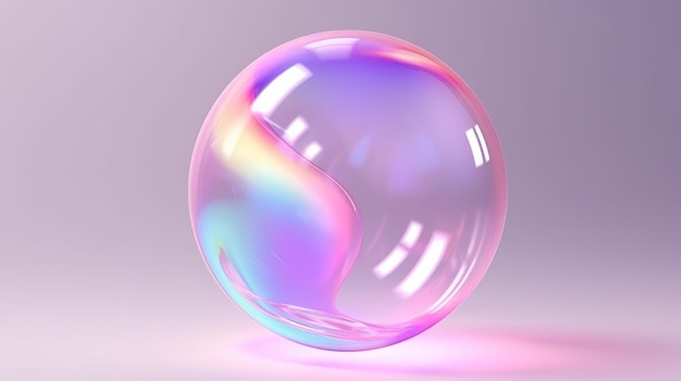 Ilustracja pastelowej kreatywnej koncepcji bąbelków mydlanych w zbliżeniu Efekty tęczy przezroczystej balonu