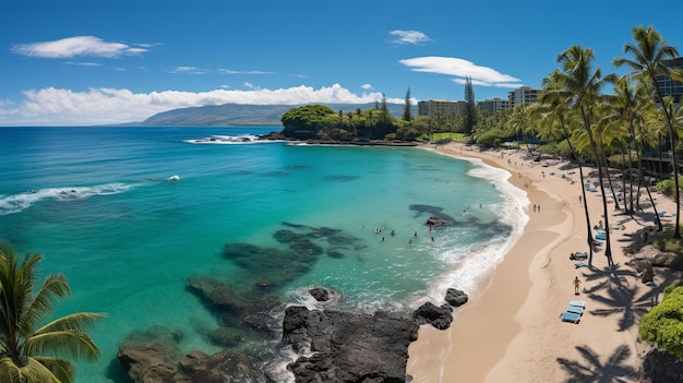ilustracja piękna plaży na Hawajach
