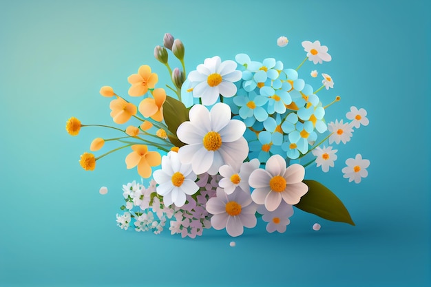 Ilustracja piękne wiosenne kwiaty Generative AI