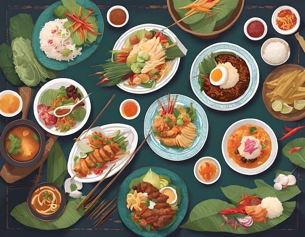 Ilustracja pięknej indonezyjskiej kuchni