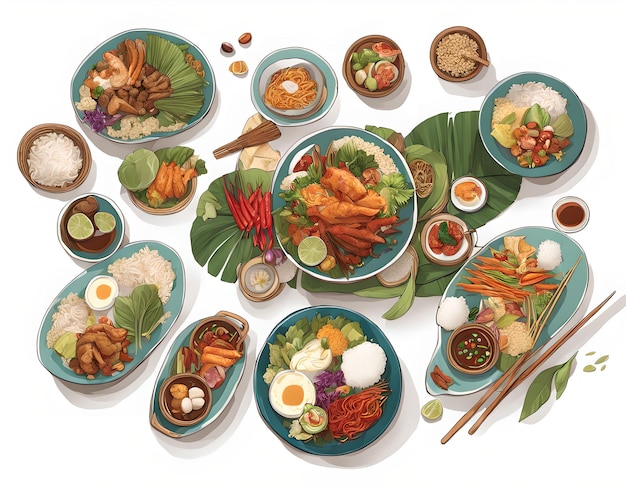 Ilustracja pięknej indonezyjskiej kuchni