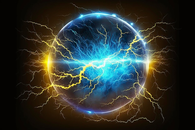ilustracja piłka błyskawica uderzenie elektryczne uderzenie generatywne ai