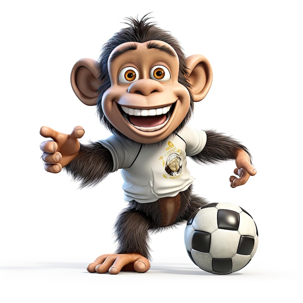 ilustracja piłka nożna szympans driblujący piłkę