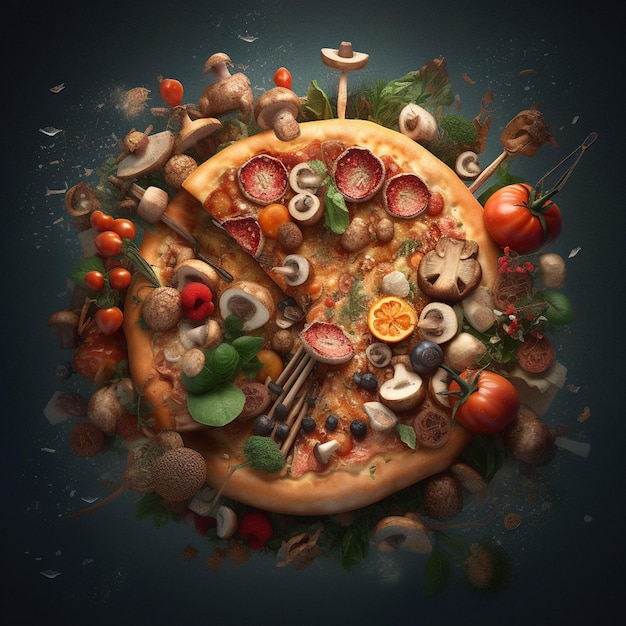 ilustracja pizzy w kreatywnym, jasnym stylu pop art