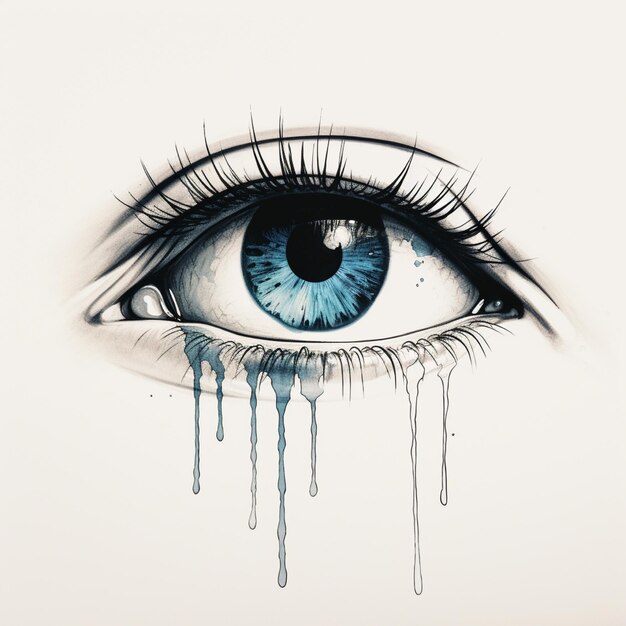 Ilustracja płaczliwego oka głównym celem obrazu jest przedstawienie głębokiego poczucia smutku i vul