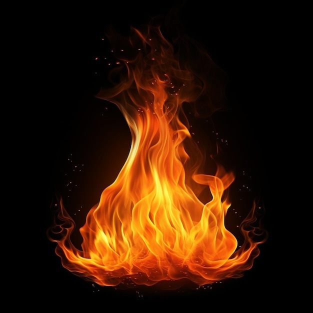 ilustracja płonącego płomienia ognia na czarnym tle