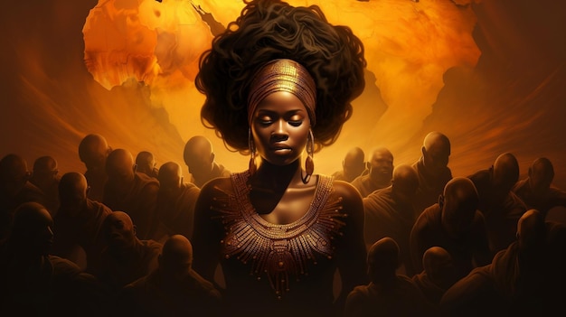 Ilustracja portretowa kultury dnia afrykańskiego Generatywna sztuczna inteligencja
