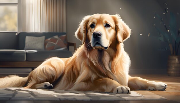 Ilustracja portretu golden retrievera