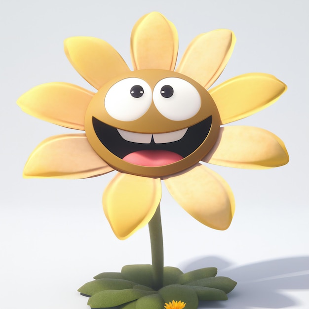 Zdjęcie ilustracja postać z kreskówki ładny słonecznika