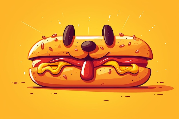 Ilustracja postać z kreskówki zabawny hot dog