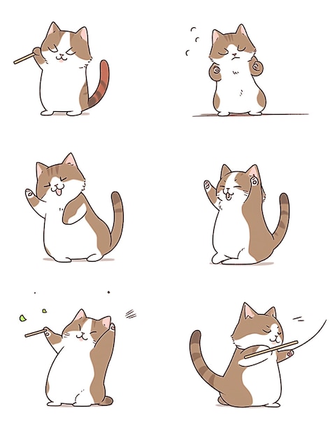 Zdjęcie ilustracja postaci cute cats sticker pack