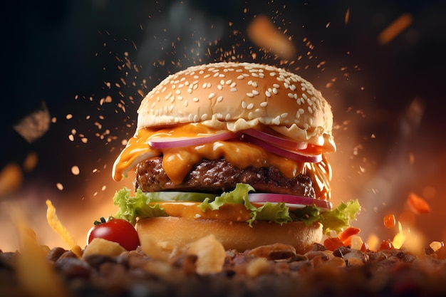 Ilustracja prezentacji świeżego produktu Hamburger