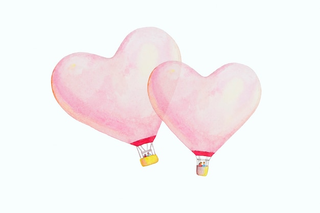 Zdjęcie ilustracja projekt balonów na ogrzane powietrze różowe serce