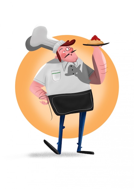 ilustracja Projekt szefa kuchni z talerzem