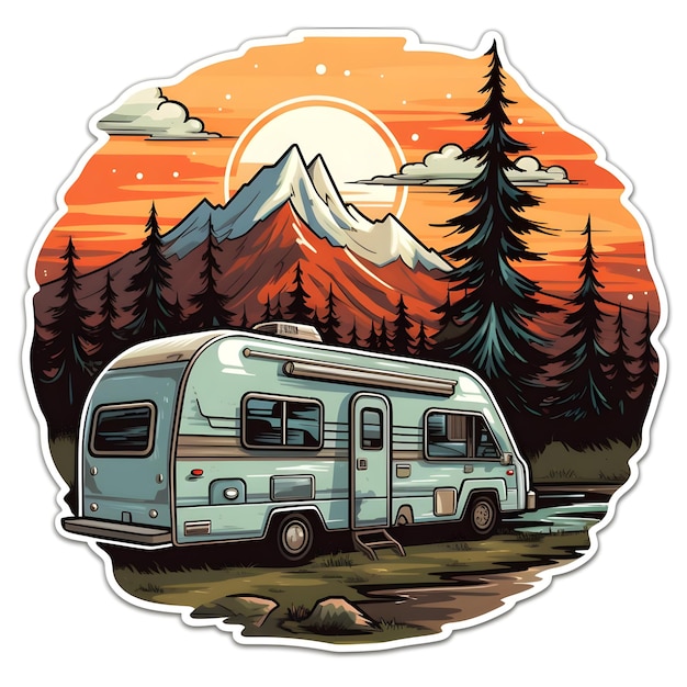 Zdjęcie ilustracja projektowa creative digital art dla rv caravan camper van