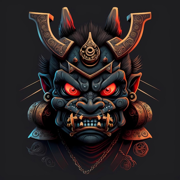 Zdjęcie ilustracja projektu głowy samuraja potwora