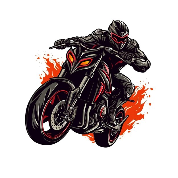 Ilustracja projektu logo motocykla na czarnym tle wygenerowana przez AI