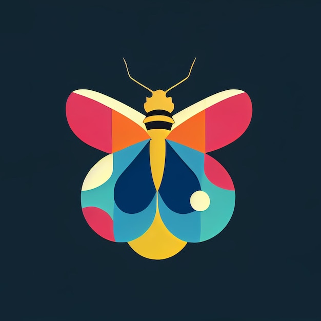 Ilustracja projektu logo postaci owadów w minimalistycznym stylu Ilustracja 2D utworzona za pomocą technologii Generative AI