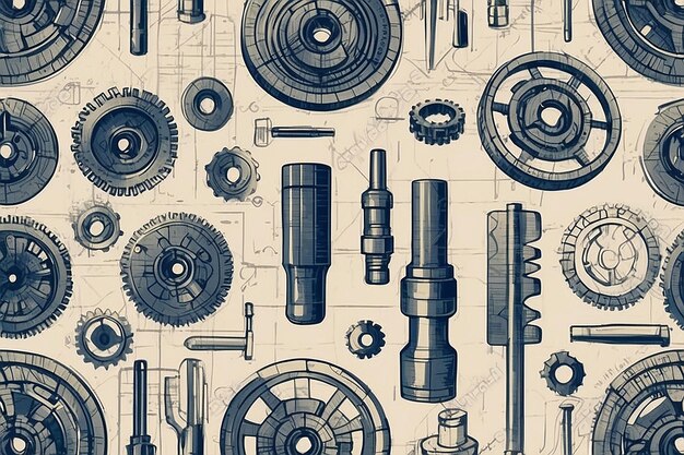 Zdjęcie ilustracja projektu technicznego bezszwowego projektu inżynierii mechanicznej