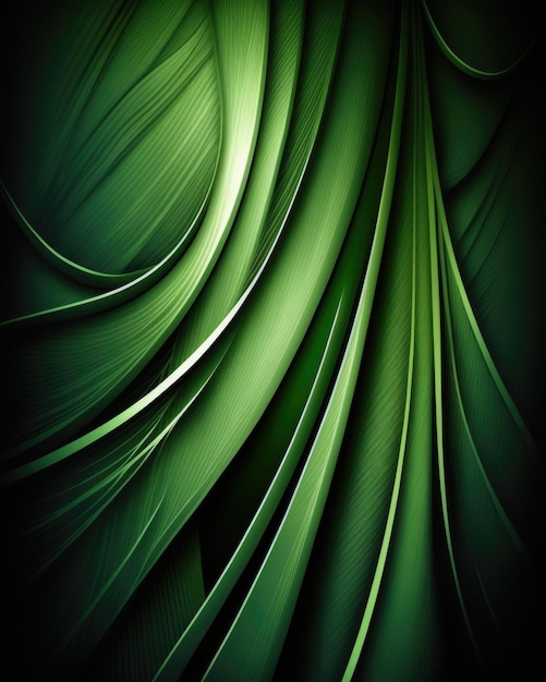 Ilustracja przedstawia organiczne zielone linie jako tło tapety Generative AI