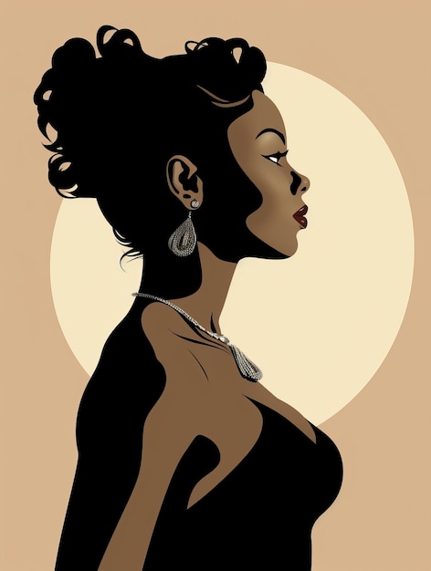 ilustracja przedstawiająca Afroamerykankę w profilu