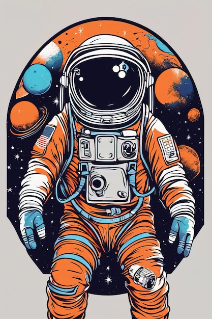 Ilustracja przedstawiająca astronautę w skafandrze kosmicznym.