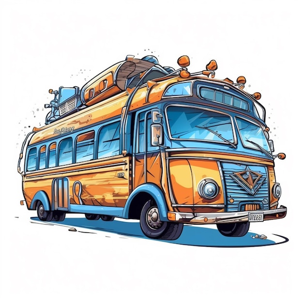 Ilustracja przedstawiająca autobus z tablicą rejestracyjną z napisem „autobus jest żółty”