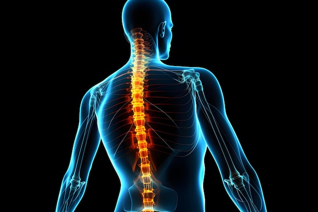 Ilustracja przedstawiająca bolesny kręgosłup Wygenerowana sztuczna inteligencja sieci neuronowej