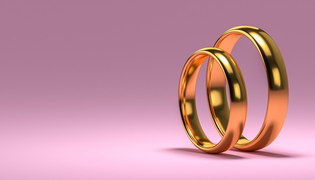Ilustracja przedstawiająca dwa złote obrączki ślubne Koncepcje Unity
