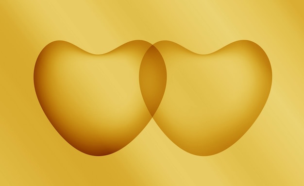 Ilustracja przedstawiająca eleganckie złote gradientowe 3D podwójne serca
