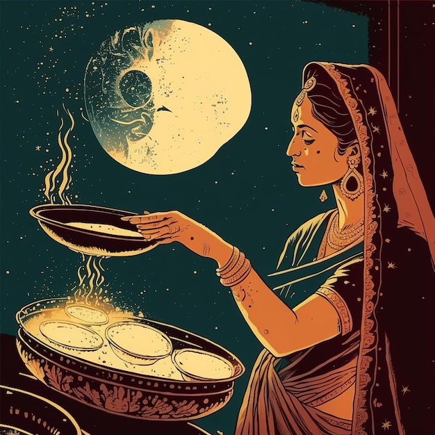 Ilustracja przedstawiająca karwę Chauth generatywną Ai