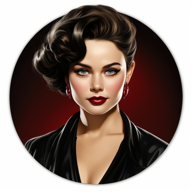 ilustracja przedstawiająca kobietę w czarnej sukience i czerwonej szmince