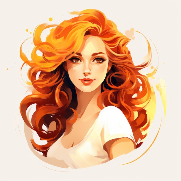 ilustracja przedstawiająca kobietę z długimi rudymi włosami